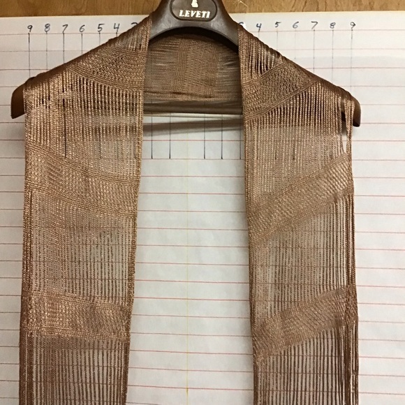 woman's SASH/SHAWL / shoulder wrap with fringe,  color - bronze  54"L X 10"W - Picture 3 of 5
